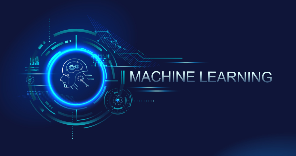 Machine learning banner logo for technology, Ai, big data, algorithm, neural network, deep learning and autonomous. futuristic vector landing page concept background