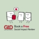 Box characters discussing analytics above the words Book a free social impact review