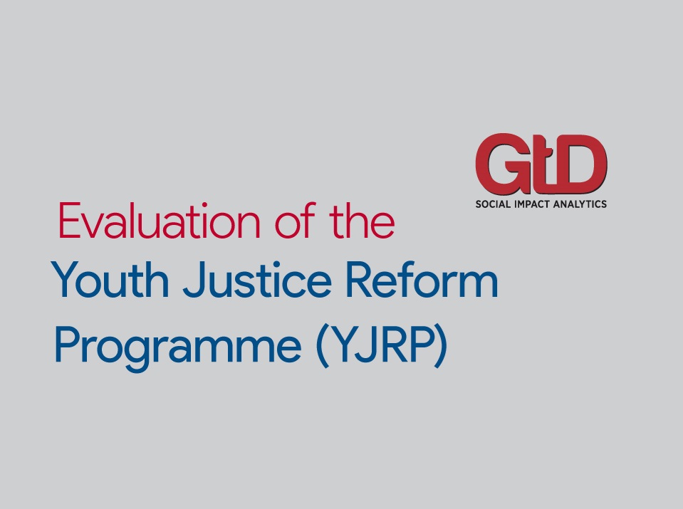 Graphic featuring the the GtD logo and the words - Evaluation of the Youth Justice Reform Programme (YJRP)